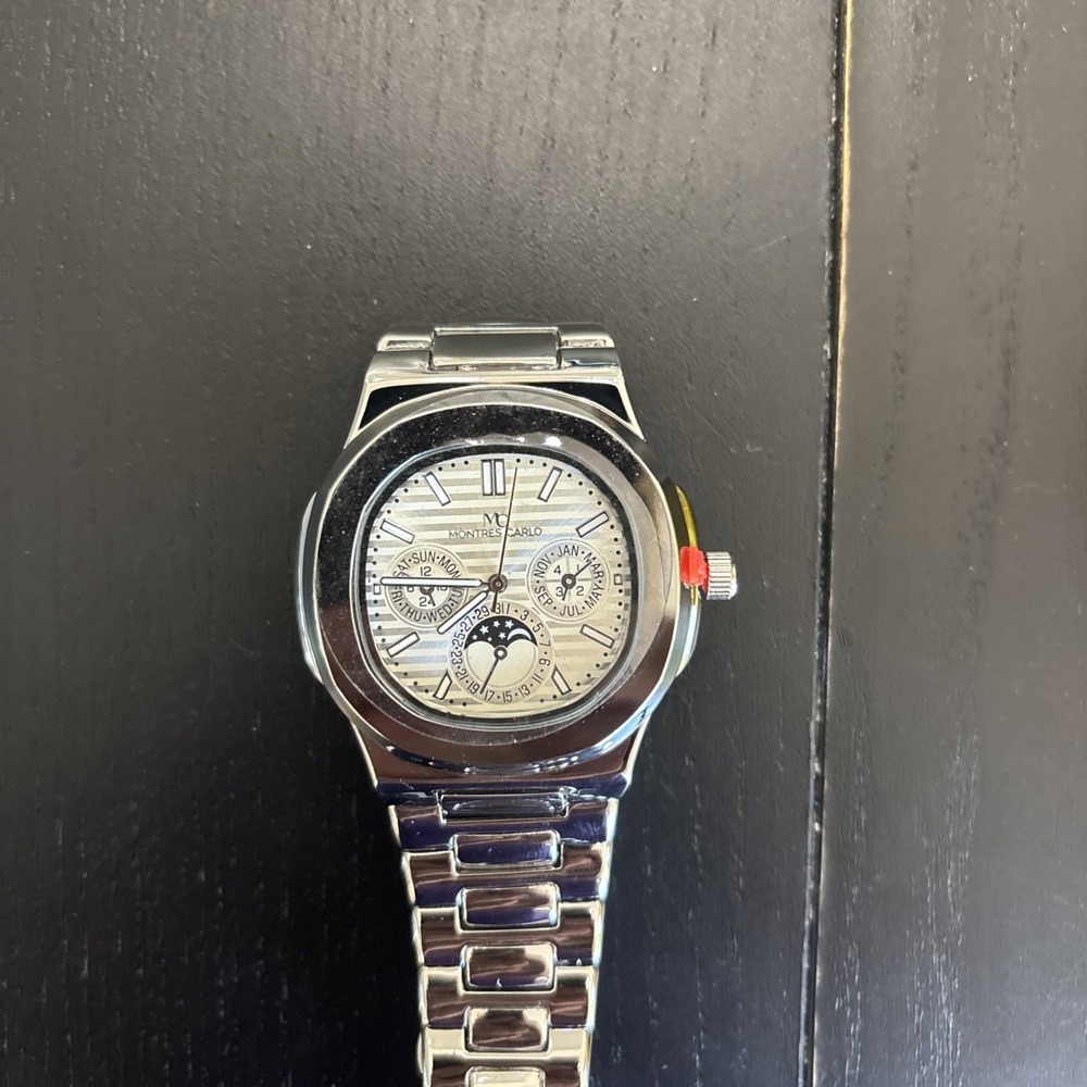 Montres Carlo Men's Watch White   Dial Stainless Steel Quartz Classic
